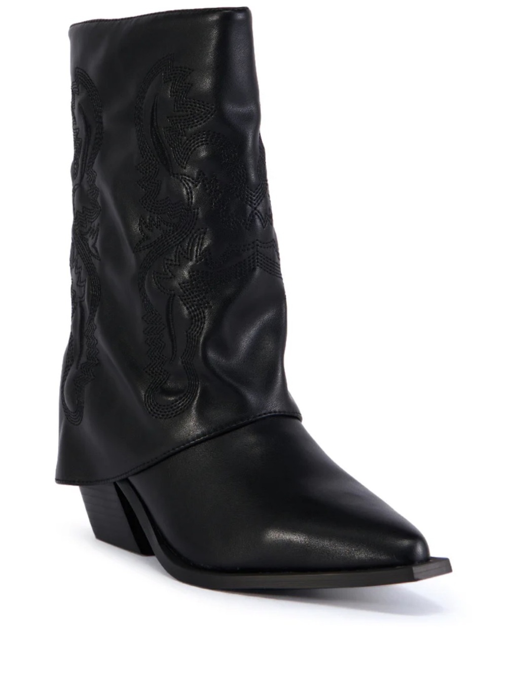 Black Embroidered Western Heeled Boot